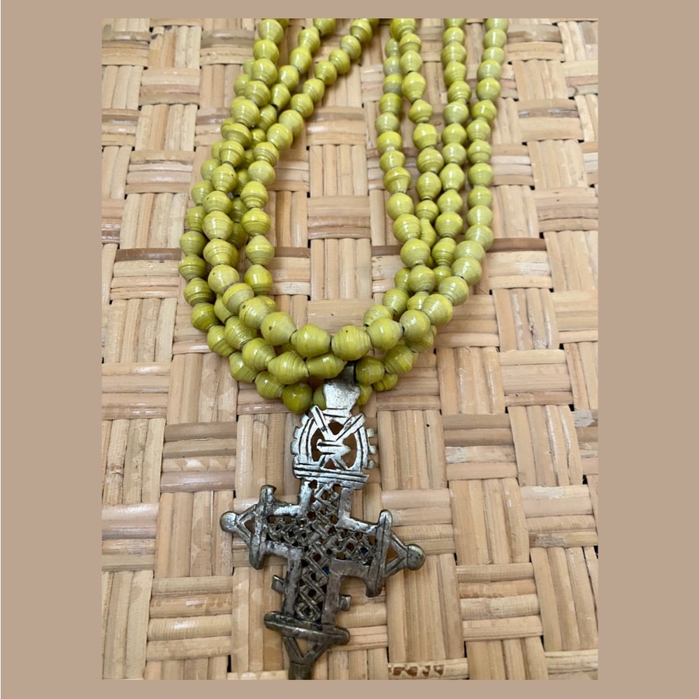 Akola Project 4-Strand Bead Cross Necklace